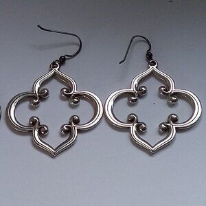 BRIGHTON LARGE SILVER TONE EARRINGS